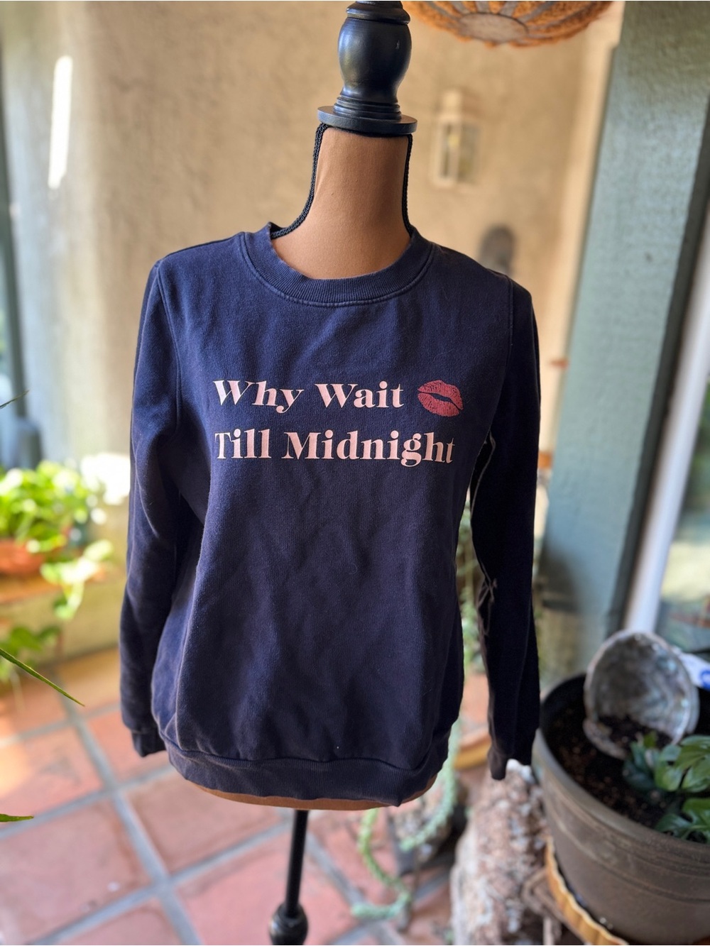 1901 Navy Crewneck Sweatshirt with Pink Graphic